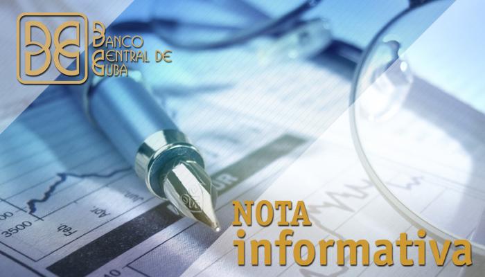 Imagen relacionada con la noticia :NOTA INFORMATIVA   DEL  BANCO CENTRAL DE CUBA